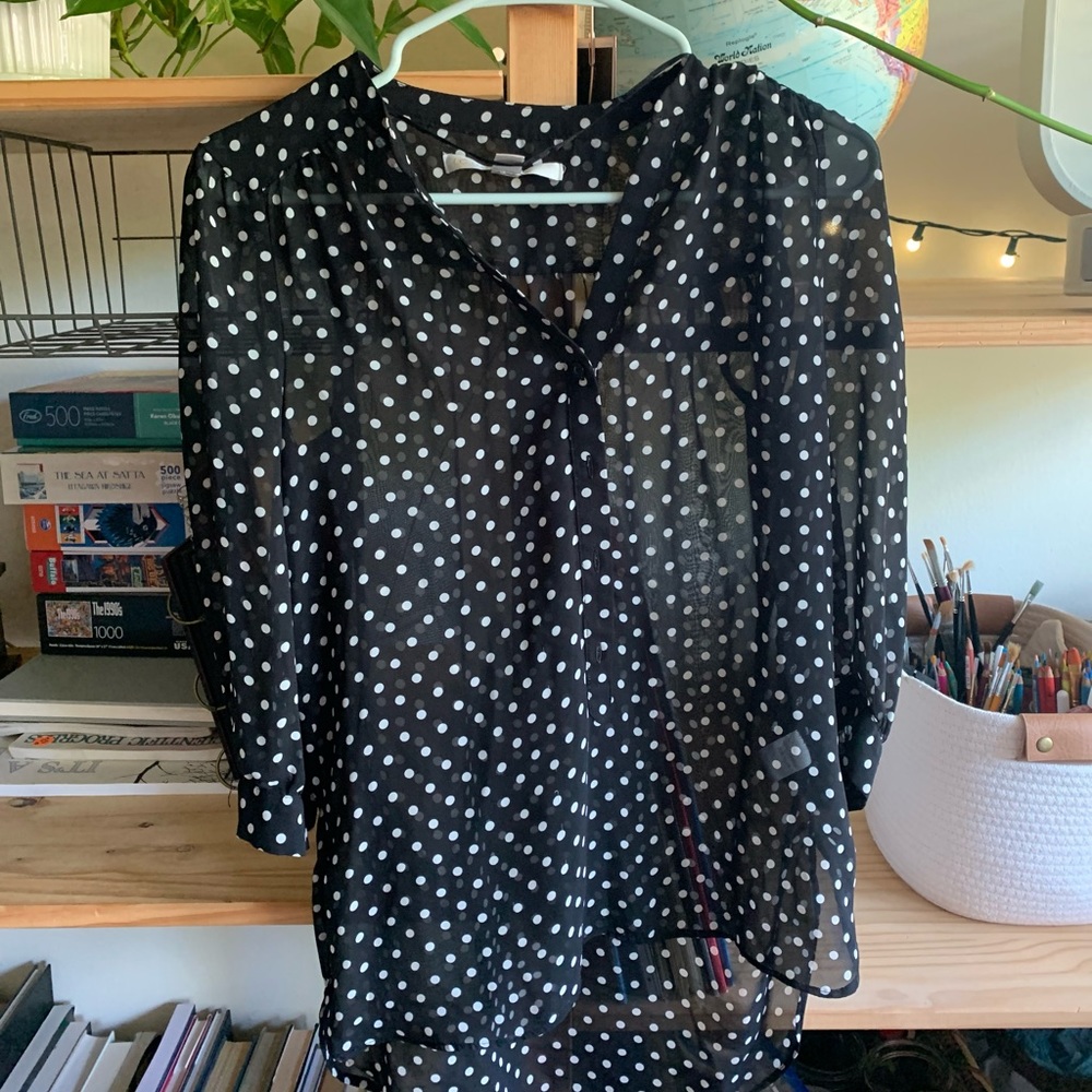 Sheer, Black, Patterned Blouse